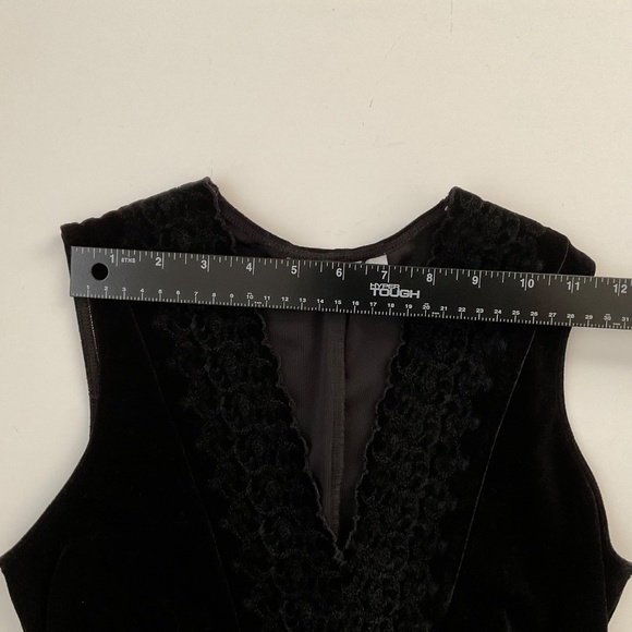 Vtg Faith Couture Velvet Maxi Dress Sz S Black VNeck Back Slit Demure Event Y2K - Picture 6 of 11